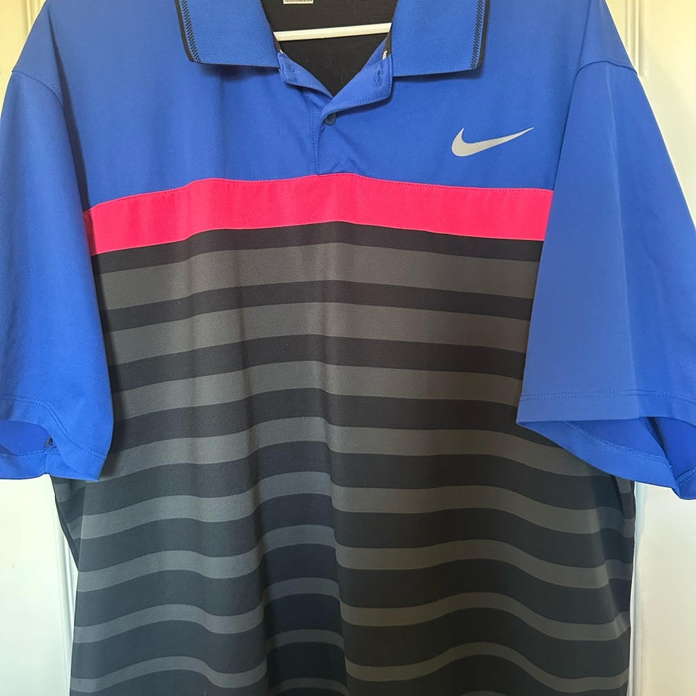 Nike Blue and Gray Performance Polo Shirt
